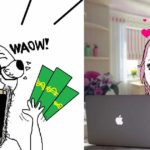 Wojack simp throwing money at wojack thot in pink t-shirt meme