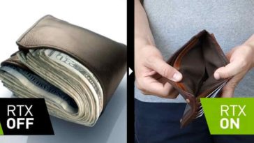nvidia rtx on vs. rtx off meme wallet with money no money