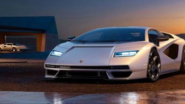 White Lamborghini Countach LPI 800-4 in white color during sunset