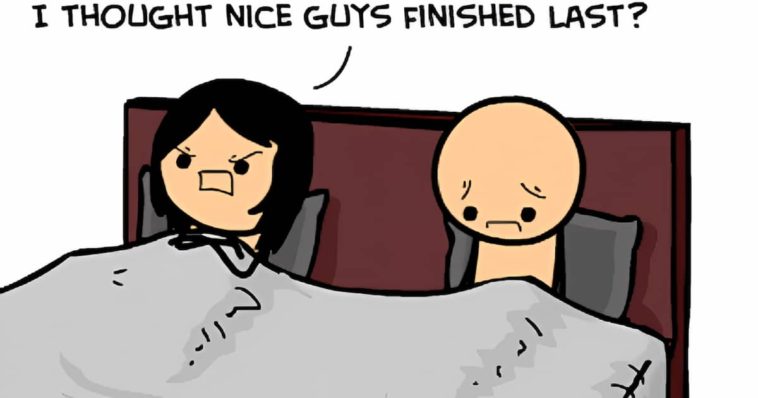 Couple in bed nice guys finish last funny meme cyanide and happiness