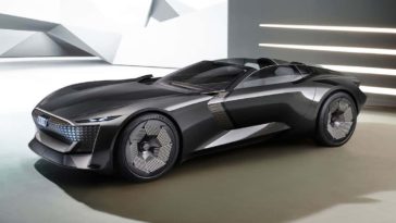 Dark grey Audi Skysphere concept side view