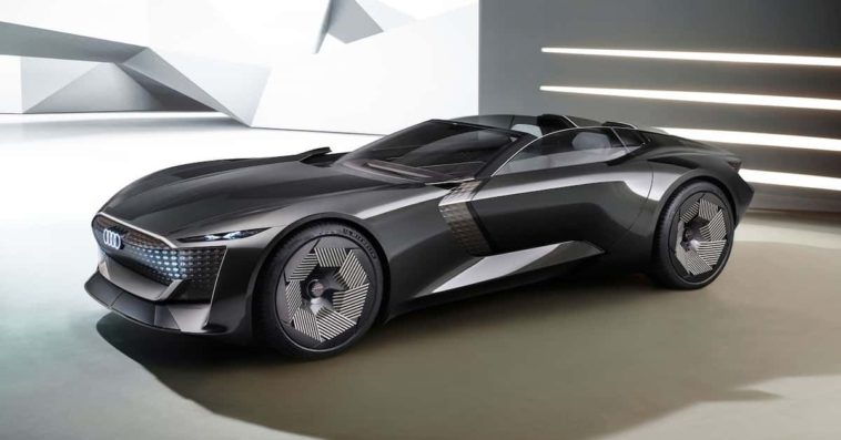 Dark grey Audi Skysphere concept side view