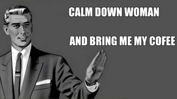 Bitch please meme of a man raising his hand in black and white